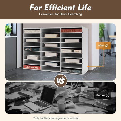 27-Slot File Organizer, Desktop Mail Sorter with Adjustable Shelves, Durable Literature Organizer, Student Mailbox, Paper Storage Cabinet for Classroom Home Office School