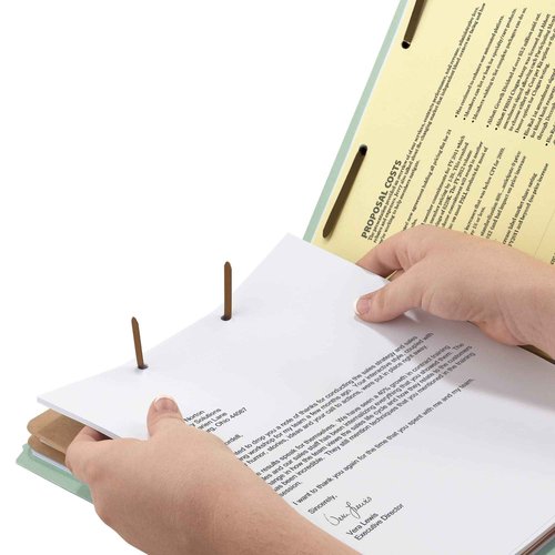 Smead 100% Recycled Pressboard Classification File Folder, 2 Dividers, 2" Expansion, Legal Size, Gray/Green, 10 per Box (19022)