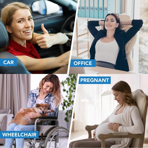 Seat Cushion & Lumbar Support - Ergonomic Memory Foam Pillows for Sciatica & Back Pain Relief - Comfort for Driving & Long Driving- Ideal for Car, Office Chairs, Wheelchairs