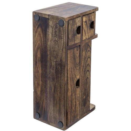 MyGift Solid Mango Wood Desktop Office Supplies Organizer with 3 Drawers, Mail Holder and Stationary Caddy for Desk Accessories Storage
