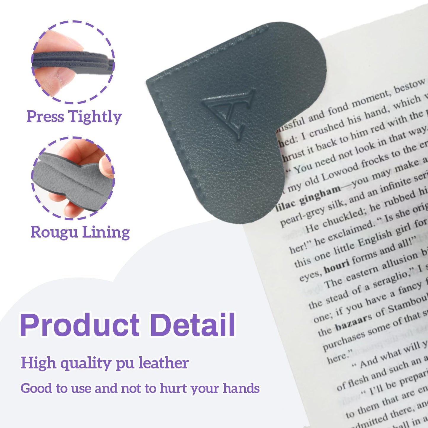 MOTEERLLU Personalized Leather Heart Bookmark with Initials, Handmade, Cute Custom Corner Book Marks for Reading Women, Teachers, Students, Book Lovers Gifts, Book Accessories (Black H)