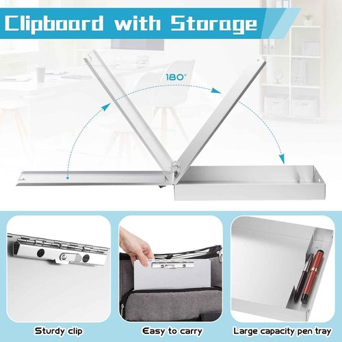 Seajan Aluminum Clipboard with Storage Metal Clip Board Folder Letter Size Form Holder Portfolio Clipboard Binder Clip Posse Box for Nurse Police Office Stationery Items 14 x 9.2 x 2 Inches (4)