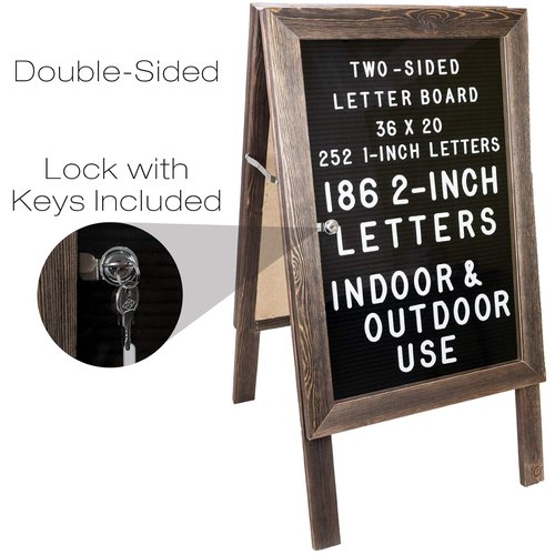 Excello Global Products Large A-Frame Sign - 36x20 Double-Sided Felt Letter Board with Changeable Letters