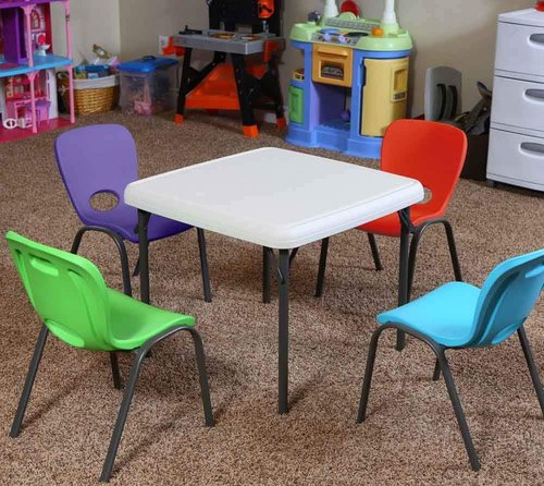 Lifetime 80473 Kids Stacking Chair Set - 4 Pack in Vibrant Lime Green for Playrooms
