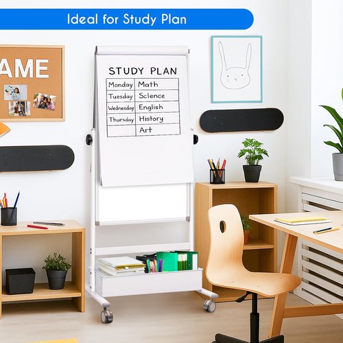 Maxtek Mobile Whiteboard Easel - 40x24 Inches Magnetic Dry Erase Board with Adjustable Height & Wheels for Classroom and Home
