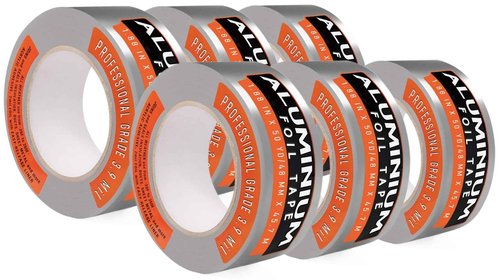TAPEWELL Heavy Duty Aluminum Foil Tape, Perfect for HVAC Tape, Dryer Vent -2 Inch by 150 Feet (50 Yards) 3.9 Mil - Pack of 6