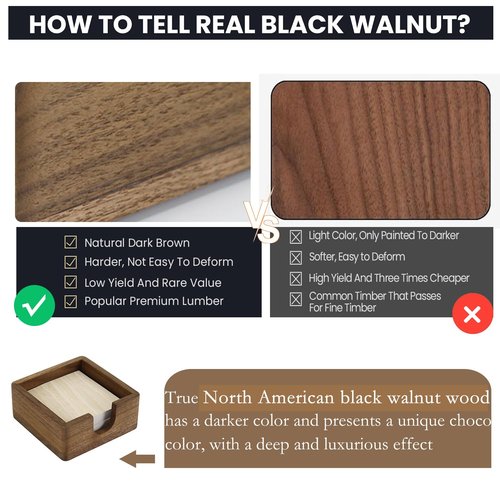 MultiBey Walnut Wood Sticky Note Holder, North American Walnut Post it Not Dispenser Self Stick Notepad Holder Desk Supplies Organizer for Office School Home, Gift