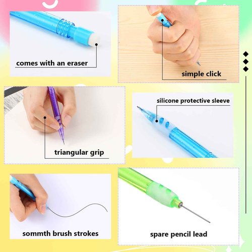 Fuyoooo 250 Pcs Mini Mechanical Pencils Automatic Pencils with Erasers 0.7 mm Small Point for Writing Drawing Sketching Home Office School Supplies