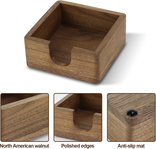 Buqoo North American Walnut Wooden Desk Organizers, 4PCS Desk Asccessories with Letter Tray, Pen Holder, Sticky Note Holder & Tape Dispenser for Office Supplies Storage Organization and Home Office
