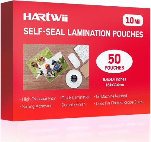Skiennix 50 Pack Self-Sealing Laminating Pouches - 4x6 Inch, 10 Mil Waterproof No Heat Sheets