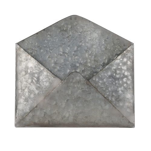 SOFFEE DESIGN Galvanized Mail Organizer - Wall Mount Metal Mail Holder - Envelope Shape Mail Holder for Wall - Paper Letter Magazine Storage - Home and Office Wall Decor - Hanging Letter Basket