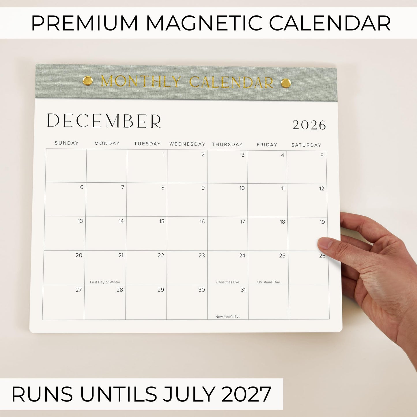 Beautiful 2026 Magnetic Fridge Calendar - Runs From Jan 2026 Until July 2027 - The Perfect Monthly Refrigerator Calendar for Easy Organizing