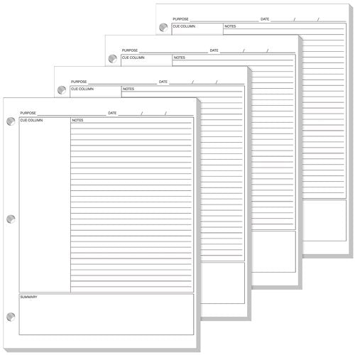 Ctosree 200 Sheets Cornell Notes Loose Leaf Paper Notebook Taking System Filler Paper, 8.5 x 11 Inch, 3 Hole Punch, White, Double Sided for Office College Home