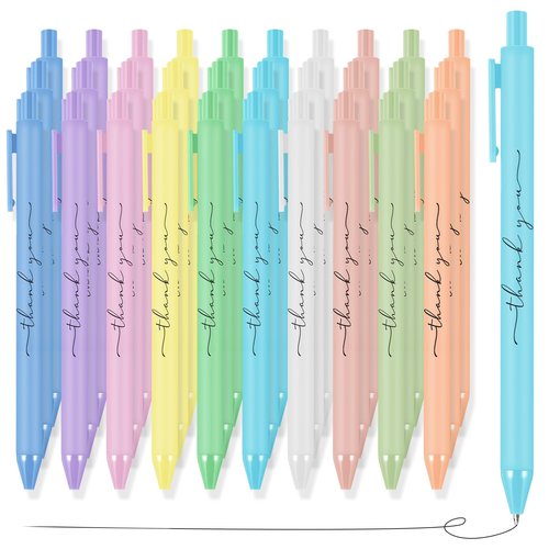 Dispowreath 50 Pcs Thank You Pens Bulk Multicolor Ballpoint Pens Thank You Gift for Men Women Employee Holiday Appreciation Gifts for Teacher Office Party Favors