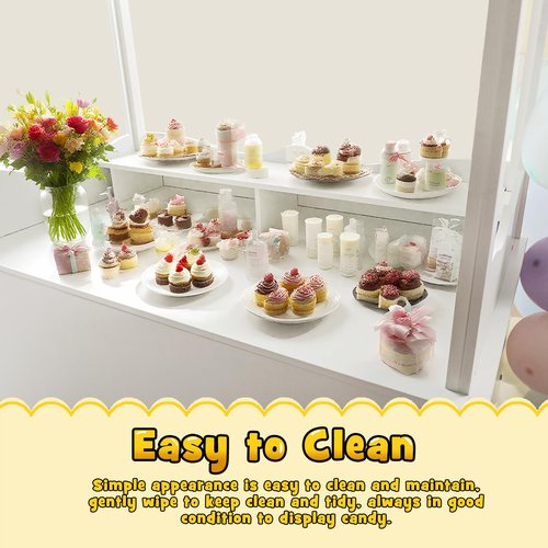kaiwrxin Versatile Candy Cart with Wheels - 70x40x22in Ice Cream Carts for Business, Candy Carts' with Wheels for Party, Flower Cart Display Stand, Includes 100pcs Balloons & 1 Soft Glow Lights, White
