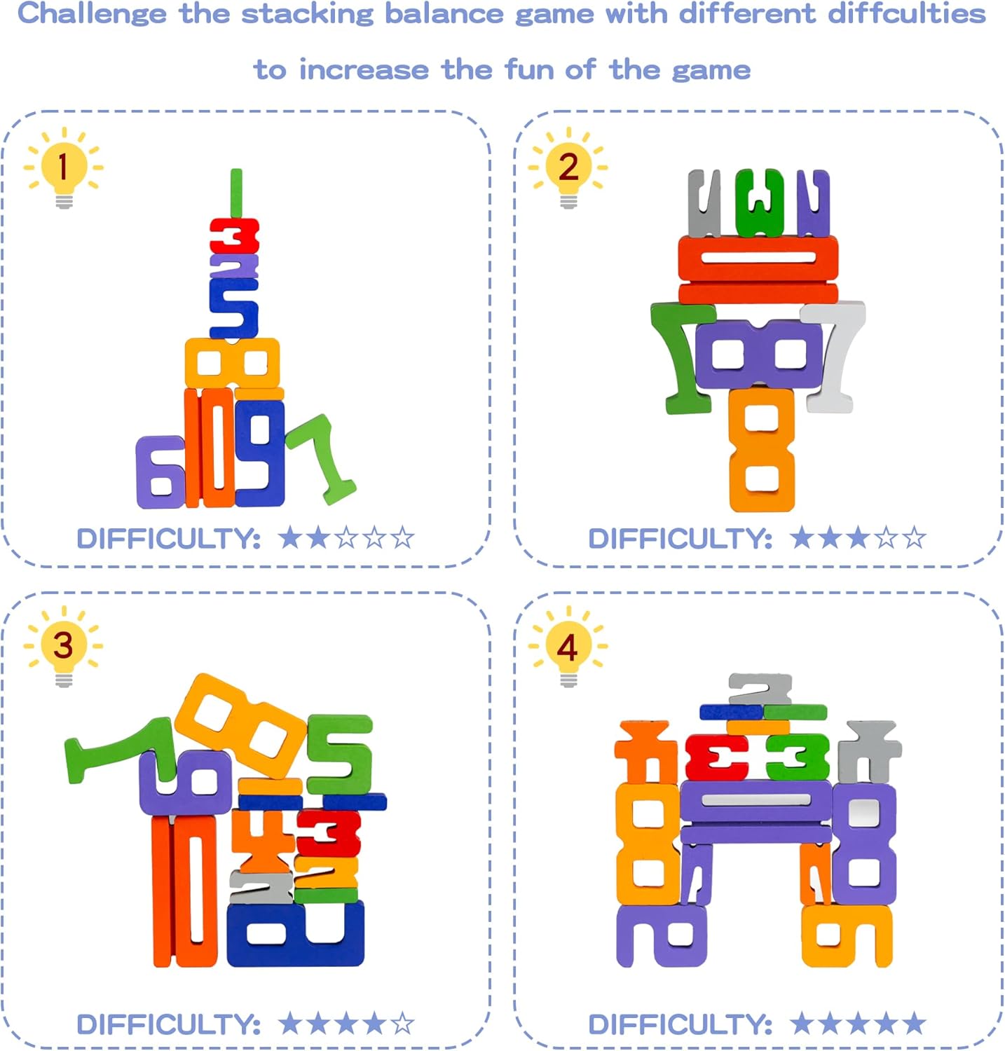 Skiennix Wooden Number Building Blocks - 30 Pcs Educational Toy for Kids 3+ | Learning Math & Balance