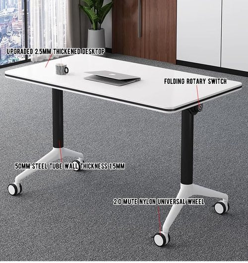 LISDERGOD Conference Table Foldable Meeting Tables, Mobile Training Table with Wheels, Flip Top Rolling Seminar Meeting Tables for Office,Meeting Room,classr