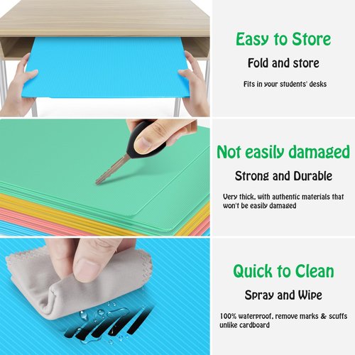 8 Pack Desk Privacy Panel Desk Divider - Pastel Color Testing Dividers for Classroom Supplies- Easy Clean Privacy Shields for Student Testing Desk dividers- Includes Extra Labels
