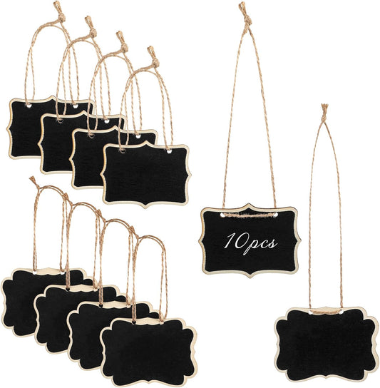 Skiennix Mini Chalkboard Tags - 10 Pack Small Blackboard Labels with String for Parties & Buffets