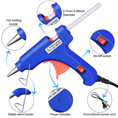Zhengmy 6 Pieces Mini Hot Glue Gun Crafts Hot Melt Guns Fast Preheating and Easy Squeeze Trigger for School DIY Arts Class Projects Office Home Quick Repairs (Blue)