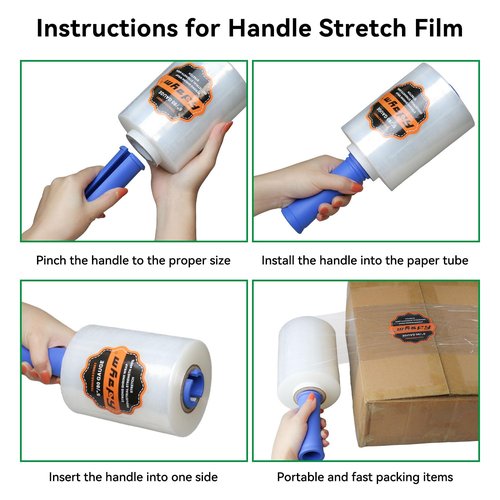 ADAYM 80 Gauge Stretch Wrap Film - 5" x 1200' (12 Rolls) - Heavy Duty Plastic Wrap for Moving, Packing, Shipping & Pallet Stabilization 600% Stretch Self-Adhering Shrink Wraps for Furniture Protection