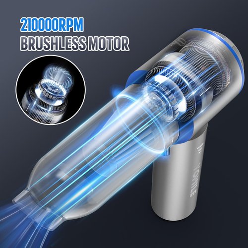 Electric air Duster - 2 in 1 210000RPM Brushless Air Duster & 21000PA Car Vacuum 9000mAh Battery Air Blower Wireless Handheld Vacuum for Car,Office and Home (Blue, 210000RPM)