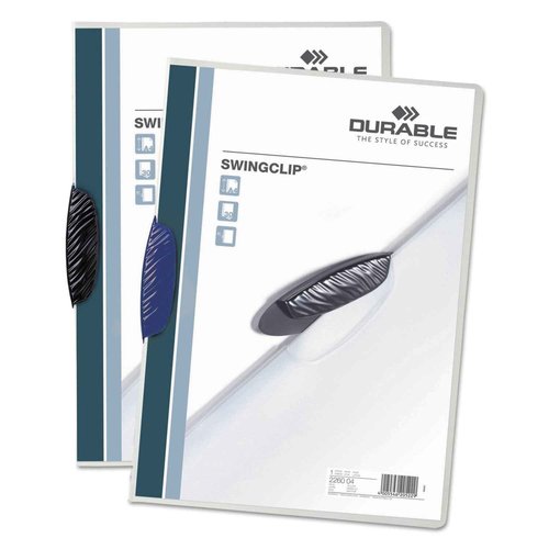 Durable Report Cover with SWINGCLIP - Letter-Size 8.5" x 11" Inches - Holds Up to 30 Pages - Clear Cover and Black Clip - Box of 25