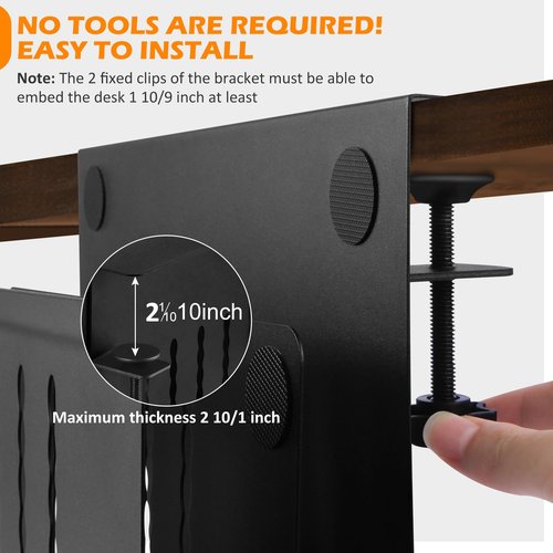 CIBOTIES Desk Side Storage, 2 Tier Steel Hanging Organizer, No Drill Side Desk Organizer, Laptop Holder, with Pen Holder, For Office Supplies & Studio Essentials Black