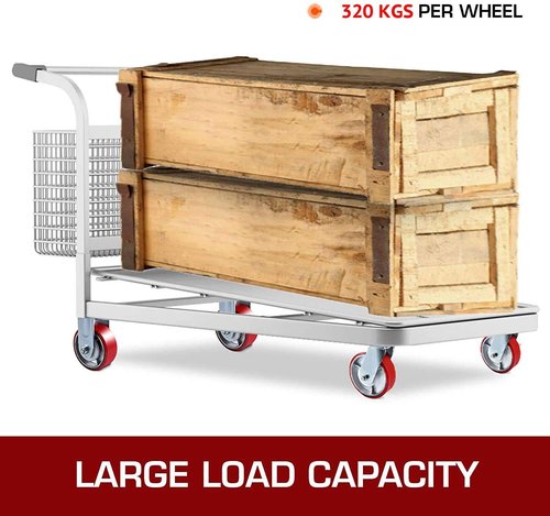 GBL 6'' Metal Casters Wheels with 2 Breaks + Screws - up to 2820 lbs - Set of 4 Heavy Duty Steel Castor Wheels - Industrial Dolly Wheels for Tool Box, Workbench & Garage