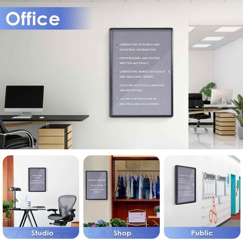 SWANCROWN Enclosed Bulletin Board with Locking Door 20x14 in, Lockable Felt Letter Board Sign Tamperproof Message Board for Office School Home, Black Aluminum Frame, Grey