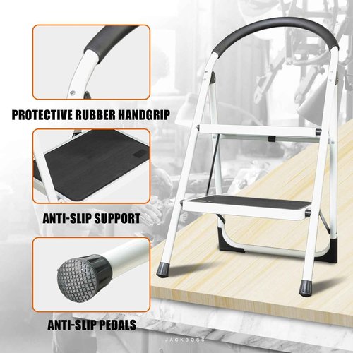 Torin 2 Step Ladder, 400lbs Folding Stool with Anti-Slip Pedal, Capacity, Step Stool with Padded Handle for Kitchen, Household, Offices, ATRJZ9022BB