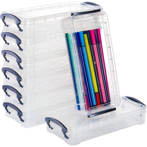 WUWEOT 8 Pack Plastic Pencil Box, Large Capacity Pencil Box with Snap-tight Lid, Supplies Storage Organizer, Office Storage Boxes Watercolor Pen Drawing Tools Container, 8.5"x 4"x 1.5"