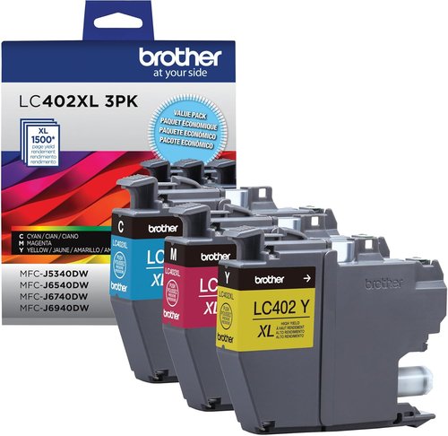 Brother Genuine LC402XL Ink Cartridges - High Yield Cyan, Magenta & Yellow | 3-Pack