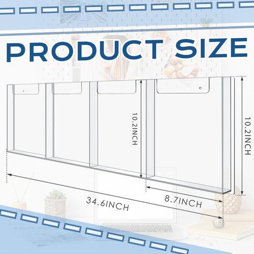 Sherr 2 Pcs Acrylic Brochure Holder Wall Mount, 8.5 x 11 Inches Clear Hanging Flyer Display Holder Plastic Pamphlet Stand for Magazine, Booklet, Bookmark