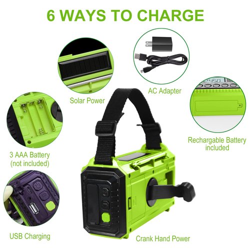 Raynic Emergency Weather Radio, 5000mAh/18500mWh Weather Radio, Portable Solar Hand Crank Radio with AM/FM/SW/NOAA, Cell Phone Charger, Headphone Jack, Flashlight and SOS Siren