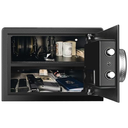 Biometric Home Safe, Fingerprint Gun Safe Lock Box,Money Box for Jewelry Handgun Cash Valuables,Perfect for Home/Office/Hotel, Black, 0.8 Cubic Feet
