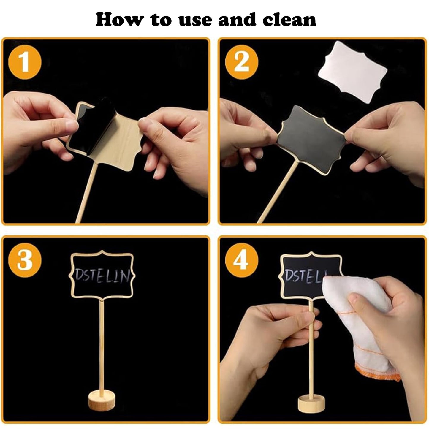 20 Pack Wood Mini Chalkboard Signs, Small Chalkboard Labels with Support Easels, Tabletop Chalk Board Sign for Table Display, Place Cards, Food Labels, Message Board Signs, Weddings Decoration (Wave)