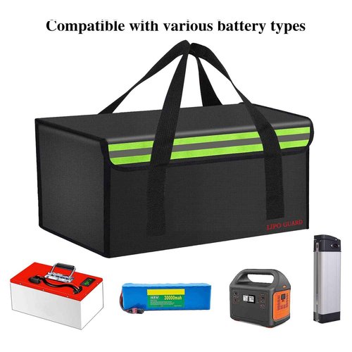 IANDAIROK 17.8"x9.8"x9.8" With support Ebike Battery Safe Bag Fireproof Charging Large Capatity for Lipo Battery Pack Storage Charging Transport, Home Office Travel Safe Storage Pouch