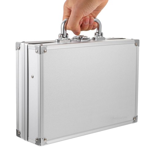 minkissy Aluminum Briefcase Tool Storage Box Lightweight Portable Multi-functional Aluminum Alloy Toolbox with Lock for Travel Work and Cosmetic Organization