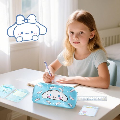 ALFUN Cute Stationery Kawaii School Supplies Stuff Set, Includs Gel Pens Stickers Keychain Notebook Pins Badge Holder Lanyard Sticky Note Bookmark Ruler