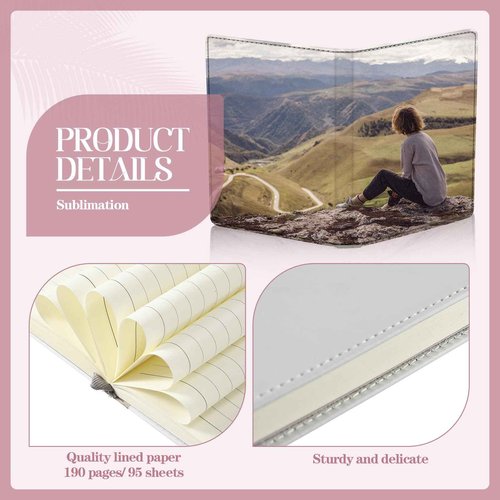 Zonon 4 Pcs Sublimation Notebooks Sublimation Journal Blank Notebooks A6 A5 A4 190 Pages Thick Faux Leather Journal for School Office Supplies(11.6 x 8.5 Inch, A4)