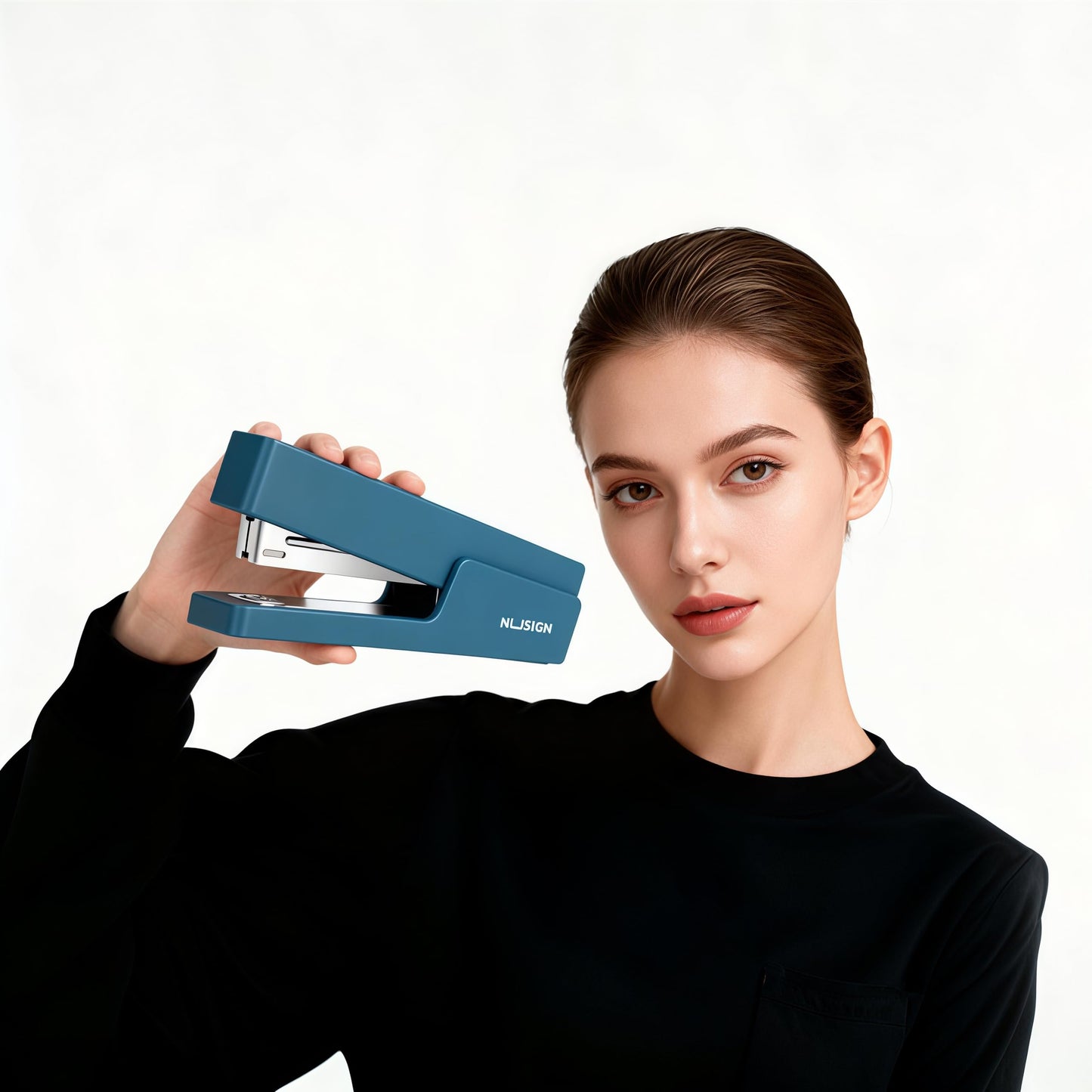 Desktop Stapler, Office Stapler 25 Sheet Capacity with 1000 Staples, Non-Slip for Office, School, Family, Gift (Cyan)