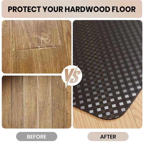 Gaming Chair Mat for Hardwood Floor, 36 x 48 Inch Computer Desk Chair Mat, Black Plastic Floor Protectors for Chairs, Heavy Duty Wood Tile Floor Mats for Home & Office