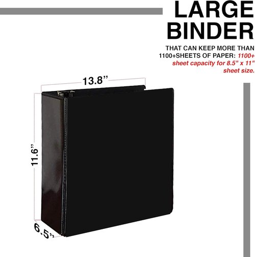 Performore 6-Inch 3 Ring Binder - Heavy Duty Storage with Locking D Rings & Pockets | Fits 8.5 x 11 Inch Sheets