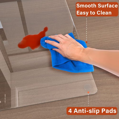 CONGUILIAO Glass Chair Mat 46" x 55" Tempered Glass Office Chair Mat for Carpeted or Hardwood Floors, Computer Floor Protector Mat, Effortless Rolling, Easy to Clean (Transparent)