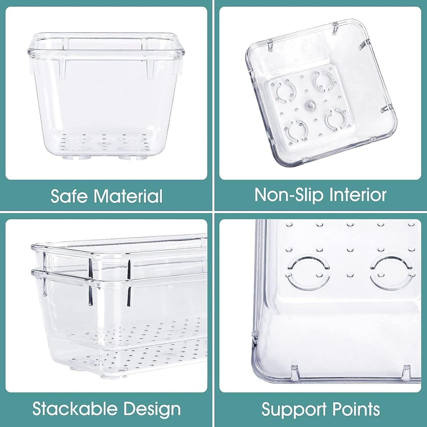 WOWBOX Clear Plastic Drawer Organizer Set - 25 PCS with 4 Sizes for Makeup, Jewelry & Gadgets | Versatile Storage Bins for Home & Office
