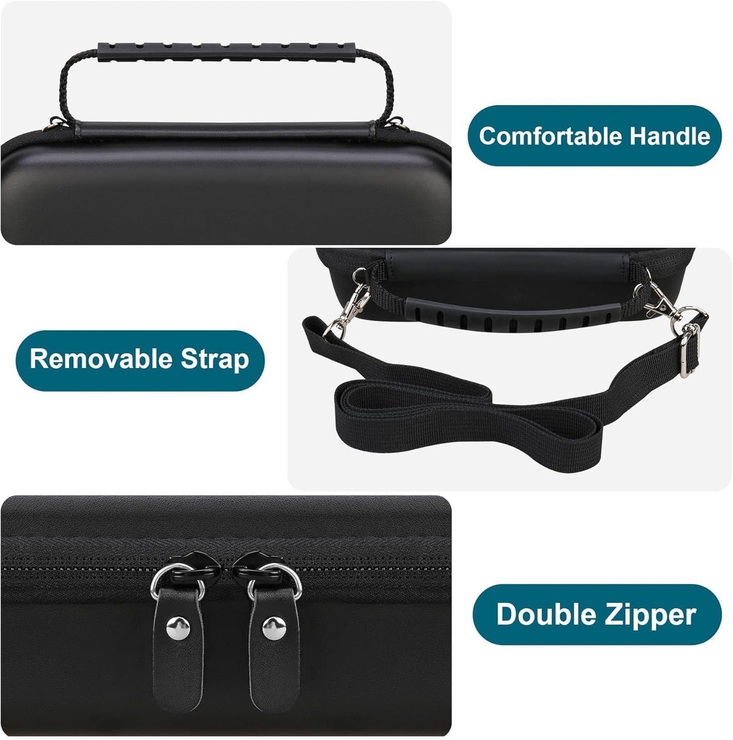Canboc Carrying Case - Portable Bag for Phomemo M110/A30 Label Maker | Black with Shoulder Strap & Mesh Pocket