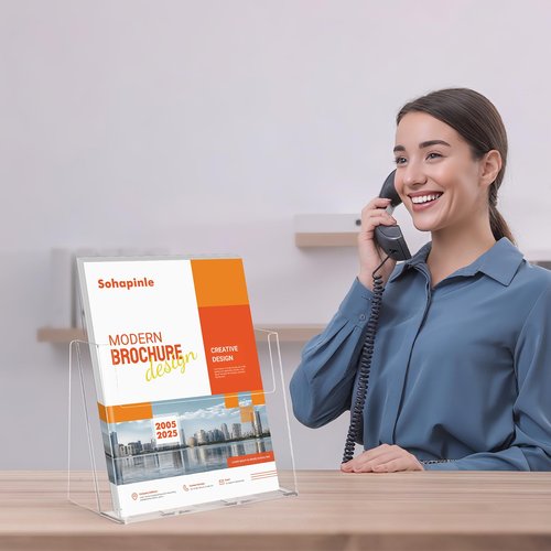 Acrylic Brochure Holder 8.5 x 11 inch 2 Pack Clear Literature Holders Plastic Flyer Display Stand Thicker Countertop Organizer for Pamphlets Magazines Booklets Menus