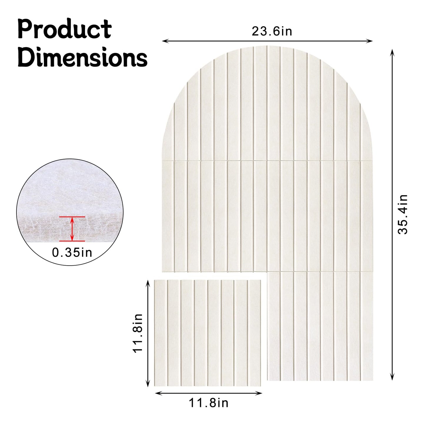 Thboxes Arched Felt Bulletin Board, 6 Pack 35" x 24" Large Cork Board Pin Board with 30 Removable Adhesive Tabs & 30 Push Pins - for Home Office School Memo Photo Wall Decor for Notes Lists - Oatmeal