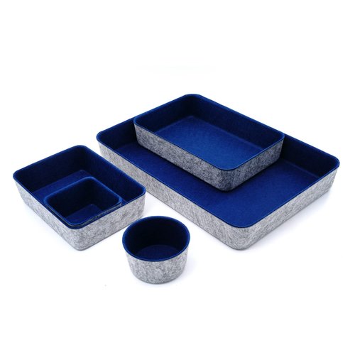 Welaxy Office Desk Drawer Organizer Trays felt Storage bins Paper Letter trays Document File Papers Magazines Sorter Organizing box round 5 piece(Navy )